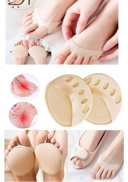 Krem Renk 5 Parmağa Geçen Parmak Altı Koruyucu Ayak Altı Desteği Terletmez Kumaş Koruyucu Ped 1 Çift