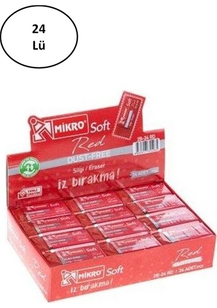 Mikro Silgi Soft Kırmızı 2b 24RD 24'lü