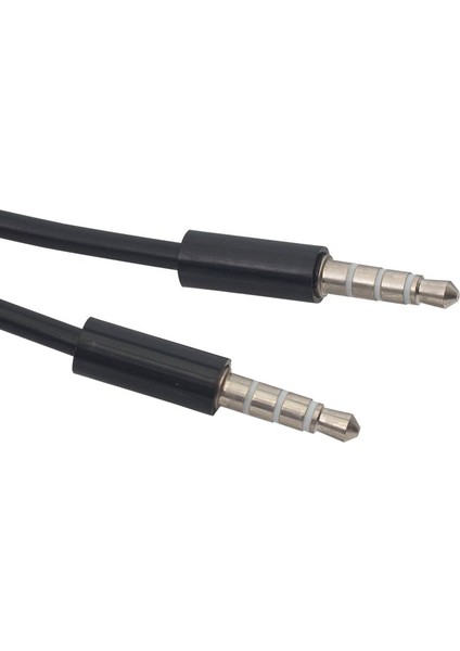 3.5 mm Erkek/erkek Siyah 4 Boğumlu Aux Stereo 1 Metre Kablo