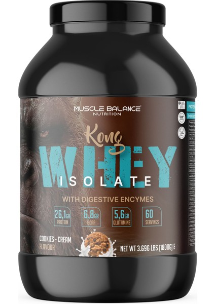 Kong Whey Isolate Protein 1800 Gr 60 Servis Kurabiye