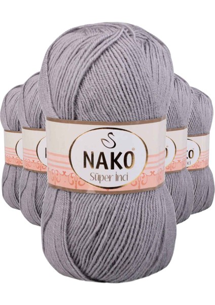 5 Adet Süper Inci El Örgü Ipi 100 gr Gri 11538