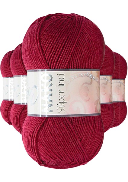 5 Adet Süper Inci El Örgü Ipi 100 gr Vişne Çürüğü 3630