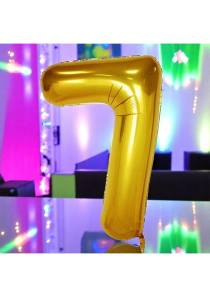 Gold 7 Rakam Folyo Balon Uçan Balona Helyum Gazına Uygun Yüksek Kalite 1 Metre Gold 7 Rakam Balon