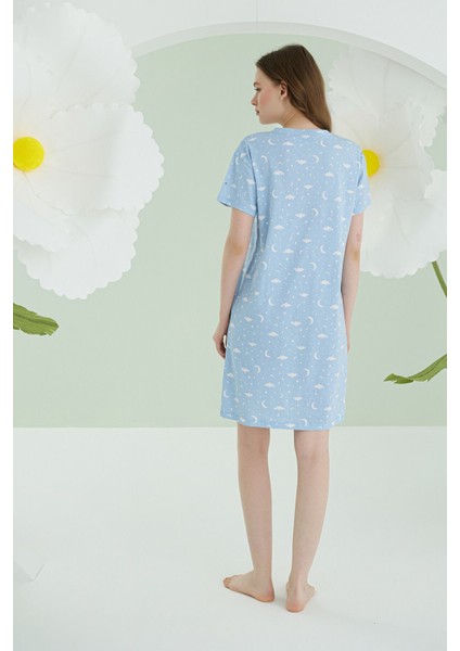 Nbb 68169 Mavi Star Cloud Tek Gecelik