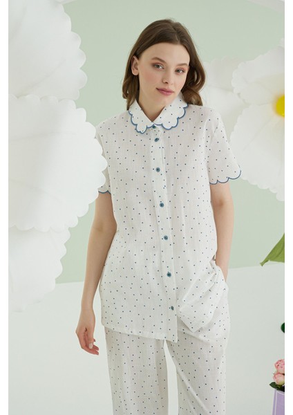 Nbb 68202 Puantiyeli Önden Düğmeli Pijama Takımı modelleri