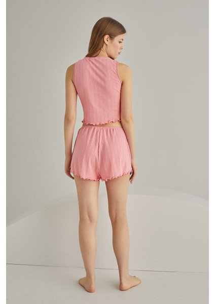 Nbb 68045 Kadın Pempe Self Patterned Crop Şortlu Takım indirimleri