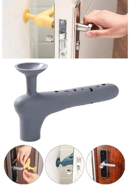 1 Adet Gri Renk Silikon Kapı Kolu Stoperi Pencere Tutucu Stoper Çocuk Güvenlik Duvar Koruyucu