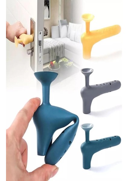 1 Adet Gri Renk Silikon Kapı Kolu Stoperi Pencere Tutucu Stoper Çocuk Güvenlik Duvar Koruyucu