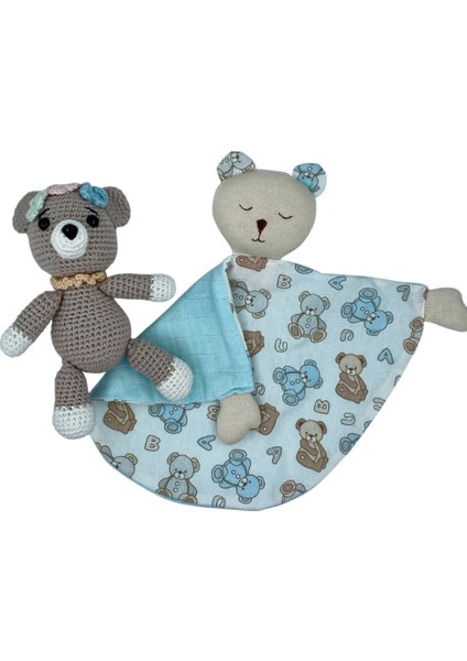 - Müslin Uyku Arkadaşı Ayıcık ve Amigurumi Oyuncak Seti