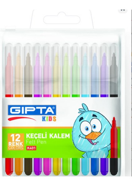 Keçeli 12 Renk Boya Kalemi Pvc Çantalı