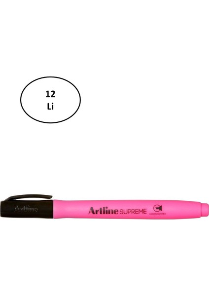 Supreme Fosforlu Kalem Pembe 12'li