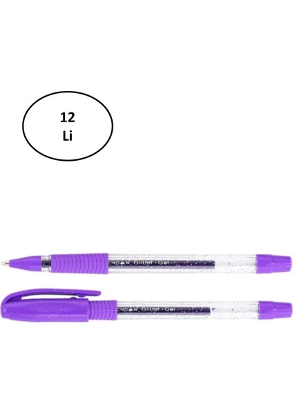 Glitter Simli Jel Kalem Vıolet 1 mm 12'li