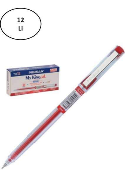 6405 My-Kıng Jel Metal Klips Kalem Kırmızı 0,5mm 12'li