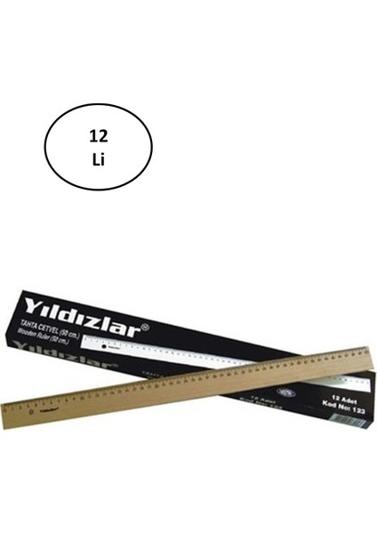 Yıldızlar 50 cm Tahta Cetvel 24'lü