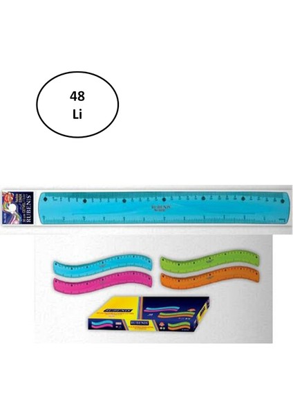 Flexible Esnek Silikonlu (Kırılmaz) Cetvel 30 cm 48'li