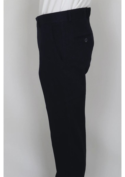 Fistan Store Erkek Lacivert Rahat Kalıp Yandan Cepli Boru Paça Büyük Beden Kışlık Keten Pantolon modelleri