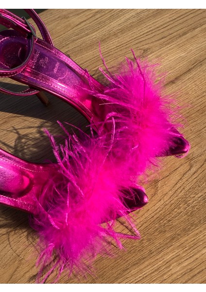 Fuşya Tüylü Topuklu Ayakkabı – Bride To Be |last Rodeo Konsept|parti Topuklu Ayakkabı – Premium Seri modelleri