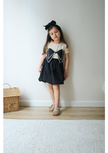 Fiyonk Detaylı Etekli kız Takımı günlük rahat okul kombini fiyatları