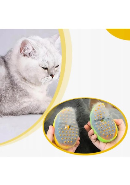 1 Adet Şarjlı Buharlı Kedi Köpek Silikon Yumuşak Uçlu Evcil Hayvan Tarağı Fırçası