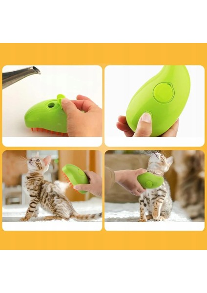 1 Adet Şarjlı Buharlı Kedi Köpek Silikon Yumuşak Uçlu Evcil Hayvan Tarağı Fırçası