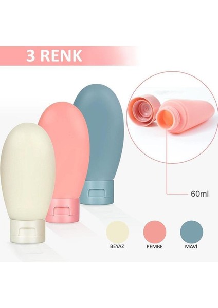 Taraklı Saç Boyama Şişesi - 3 Adet Seyahat Tipi Doldurulabilir Krem Şampuan Kutusu