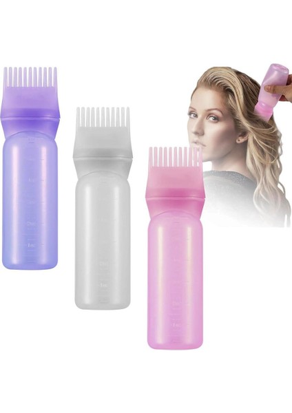 Taraklı Saç Boyama Şişesi - 3 Adet Seyahat Tipi Doldurulabilir Krem Şampuan Kutusu