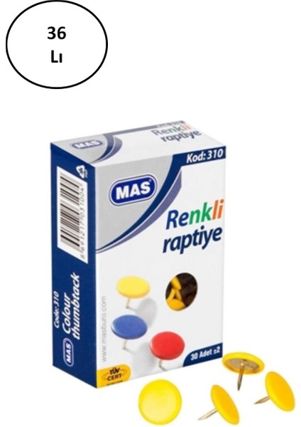 Renkli Raptiye Karışık 36'lı