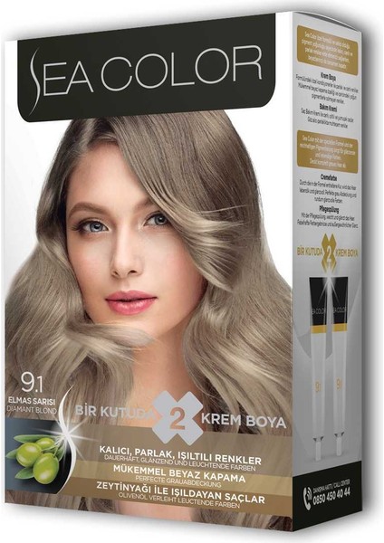 2 Tüp Krem Saç Boyası Seti Elsarısı No:9.1