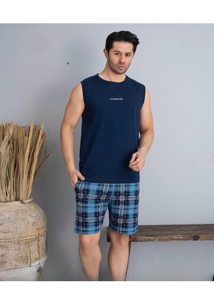 Erkek Bisiklet Yaka Kolsuz Şortlu Pijama Takımı 6185/2 - 1 Adet
