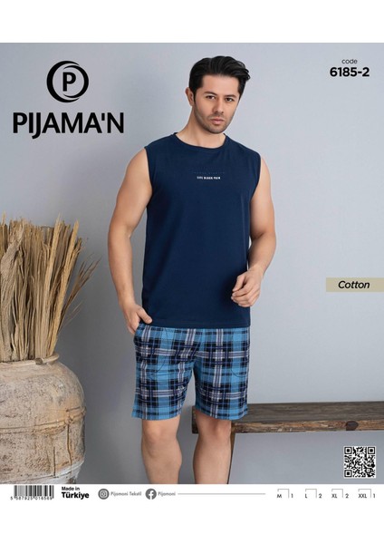 Erkek Bisiklet Yaka Kolsuz Şortlu Pijama Takımı 6185/2 - 1 Adet