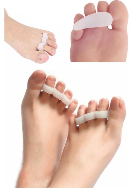 1 Çift 3 Parmağa Geçen Çekiç Ayak Parmak Düzeltici Makaralı Silikon Parmak