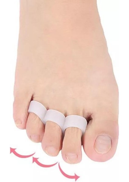 2 Çift 3 Parmağa Geçen Çekiç Ayak Parmak Düzeltici Makaralı Silikon Parmak