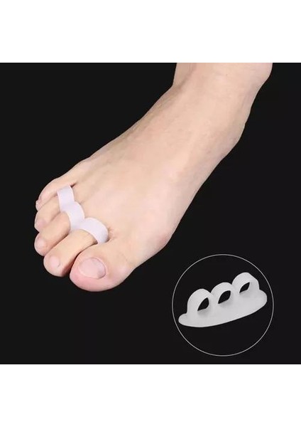 2 Çift 3 Parmağa Geçen Çekiç Ayak Parmak Düzeltici Makaralı Silikon Parmak