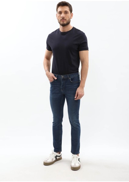 Erkek Slim Fit Likralı Mavi Jean Pantolon modelleri