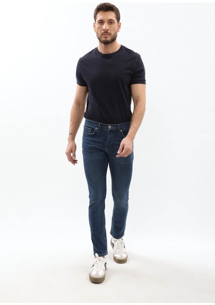 Erkek Slim Fit Likralı Mavi Jean Pantolon fırsatları