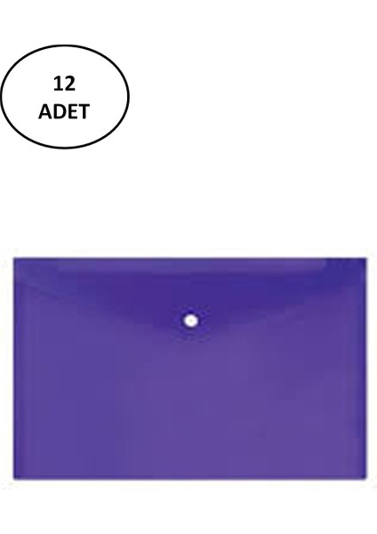 Çıtçıtlı Dosya A4 Şeffaf Buzlu Renkli Mor 12 Adet