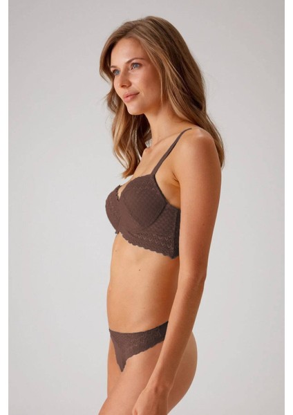 Dantelli Push Up Sütyen Takım Cappucino fiyatları
