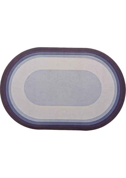 Mavi Gri 57*38 cm 2,5 mm Oval Su Emici Banyo Duş Önü Paspas Kaymaz Abdest Paspası