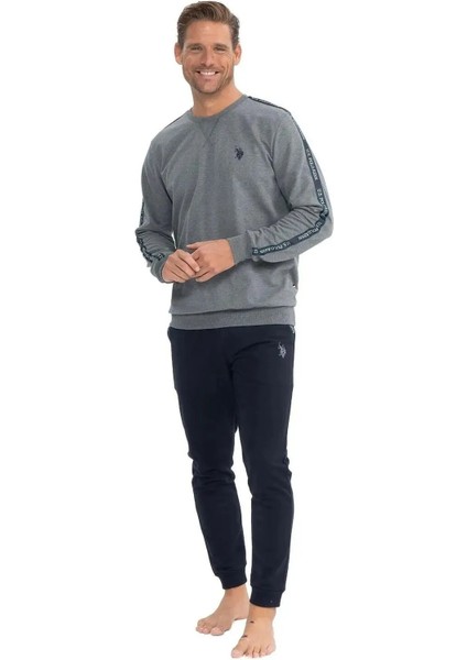 Erkek Uzun Kollu Kol Detaylı Pijama Takımı