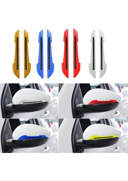 Mavi Renk 2 Adet Sağ Sol Araba Ayna Çarpma Koruyucu Renkli Reflektif Şerit