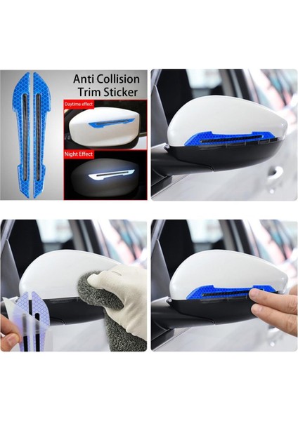 Mavi Renk 2 Adet Sağ Sol Araba Ayna Çarpma Koruyucu Renkli Reflektif Şerit modelleri