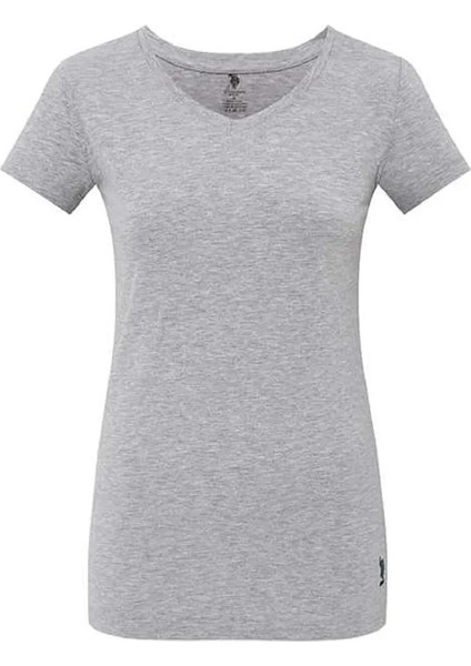 Kadın Gri Melanj Kısa Kollu V Yaka T-Shirt 66004 fiyatları