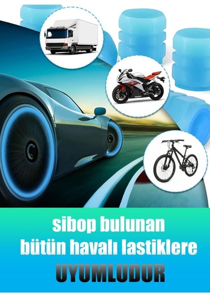 Mavi Fosforlu Lastik Sibop Kapağı Gece Parlayan Sibob Kapağı 4 Adet modelleri