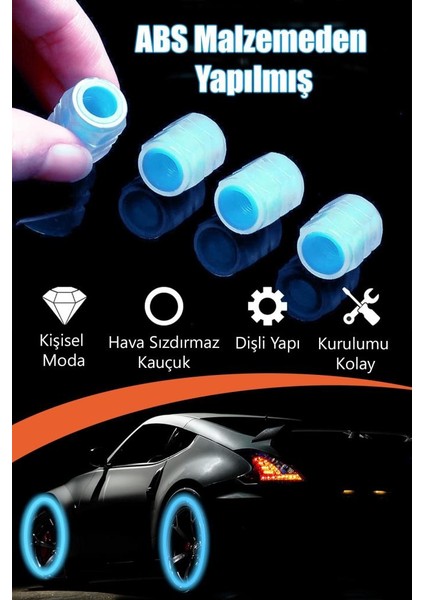 Mavi Fosforlu Lastik Sibop Kapağı Gece Parlayan Sibob Kapağı 4 Adet fırsatları