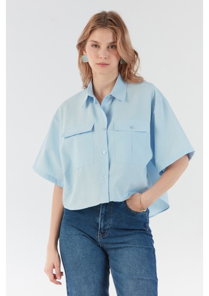 Basic Çift Cepli Arkası Uzun Crop Gömlek fiyatları