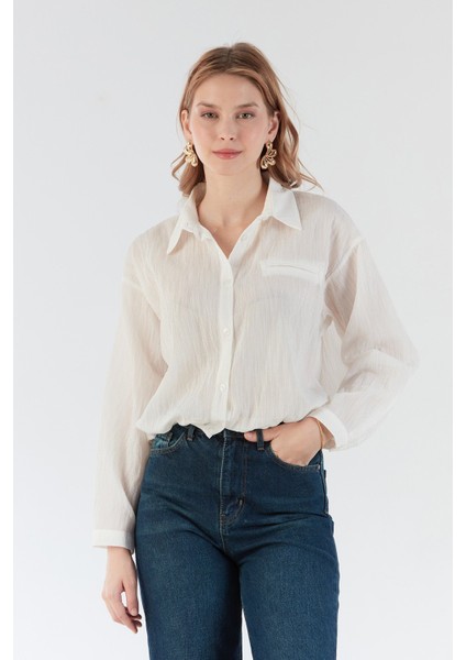 Basic Beli Lastikli Cep Detaylı Gömlek