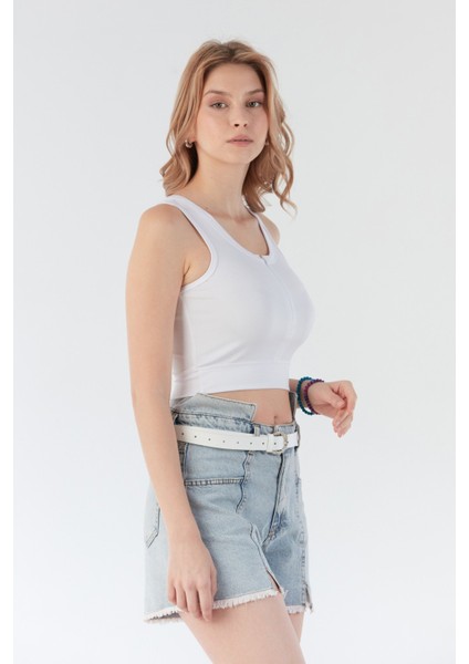 Basic Önü Fermuarlı Crop Body fırsatları