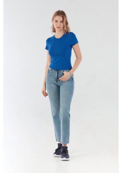 Basic Bisiklet Yaka Crop Tişört fiyatları