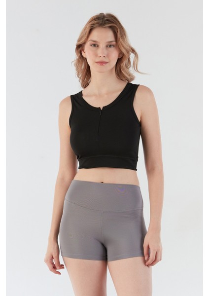 Basic Önü Fermuarlı Crop Body