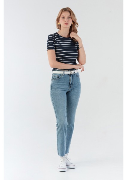 Basic Çizgili Crop Tişört